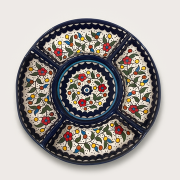 5-Section Floral Serving Platter (30 cm) - Blue