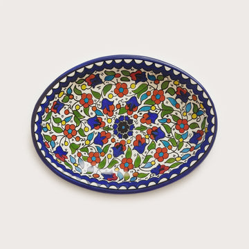 Floral Oval Serving Plate (30 cm) - Blue