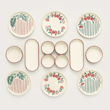 Handmade Floral Collection (Set of 14) - Pink & Green