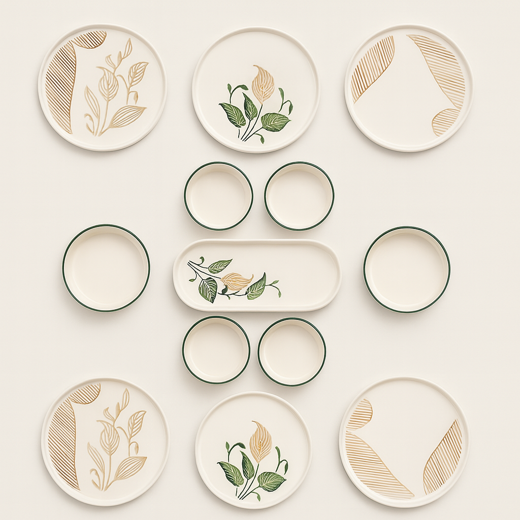 Handmade Floral Collection (Set of 13) - Green & Brown
