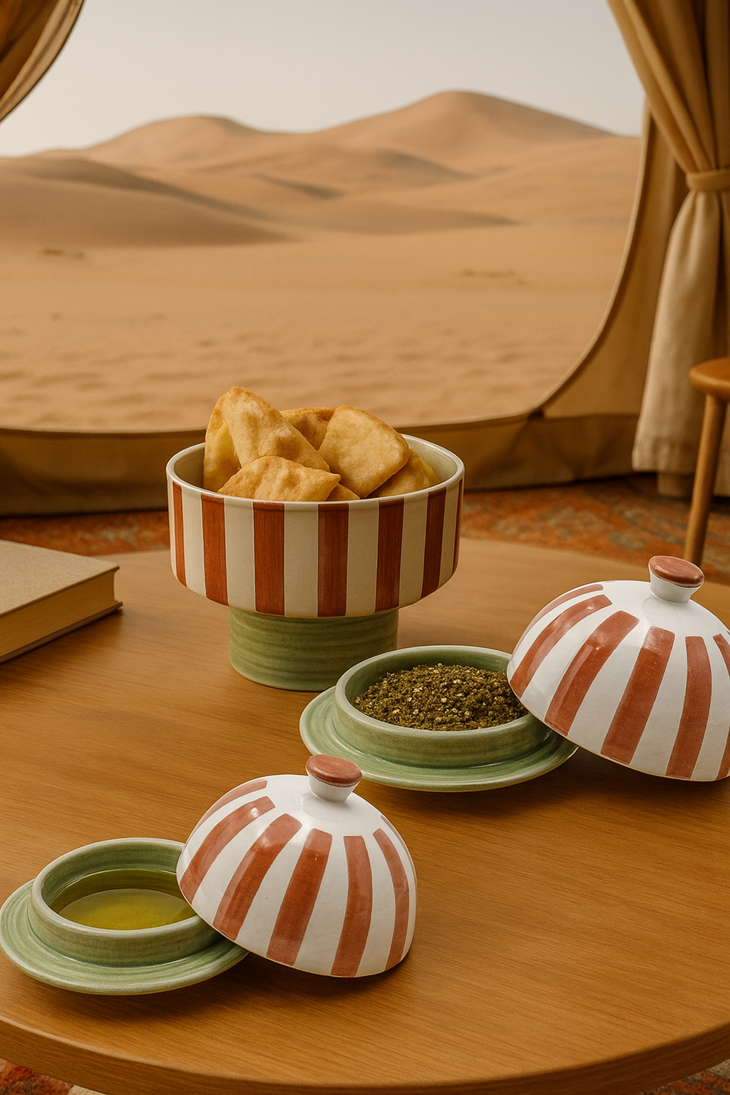 Striped Appetizer Collection (Set of 3) - Orange & Green