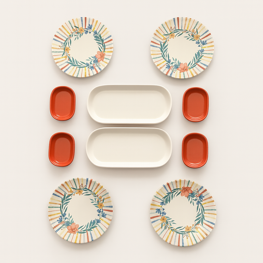 Striped and Floral Collection (Set of 10) - Multi-Color