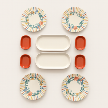 Striped and Floral Collection (Set of 10) - Multi-Color