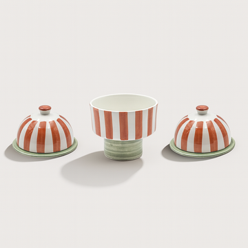 Striped Appetizer Collection (Set of 3) - Orange & Green