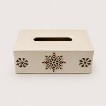 Embroidered Faux Leather Tissue Box - Star