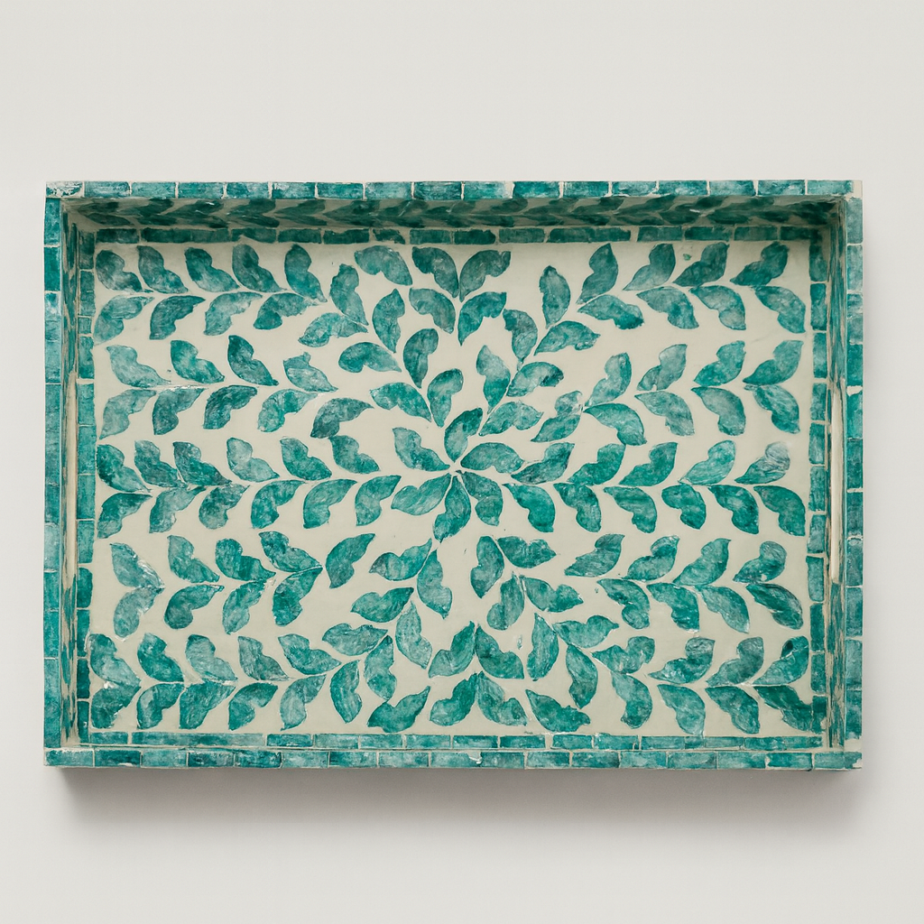 Mother of Pearl Tray (35 cm) - Turquoise