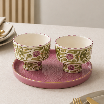 Handmade Tray & 2 Appetizer Bowls