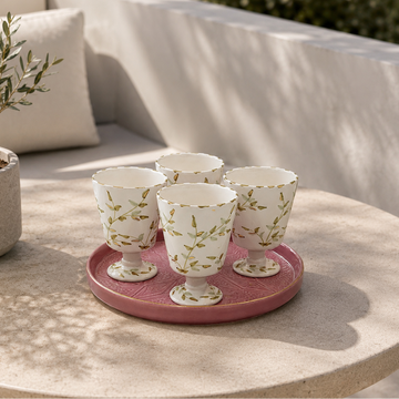 Handmade Tray & 4 Cups