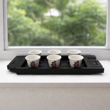 Hand-Painted Arabic Coffee Cups & Tray