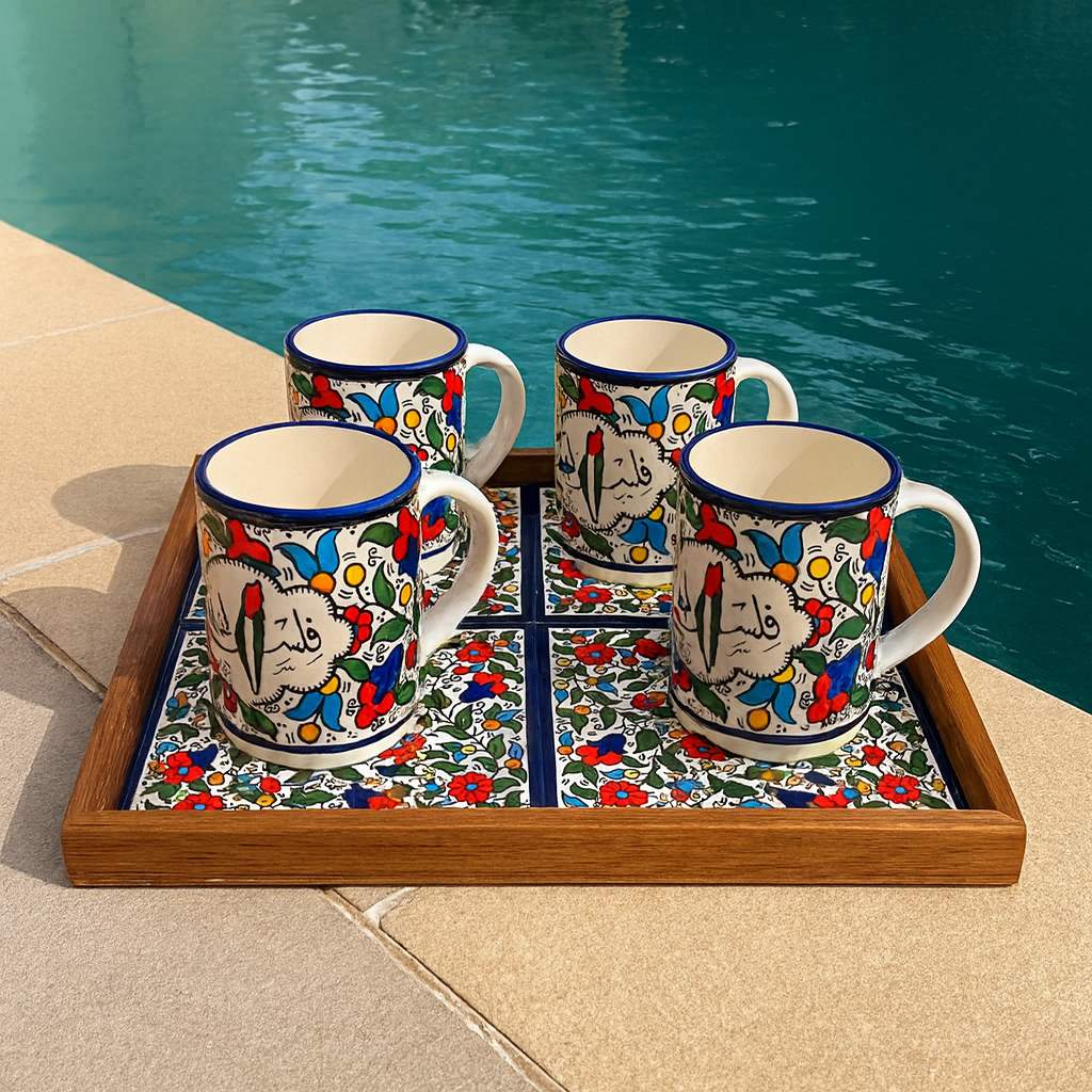 Floral Tray and Mugs