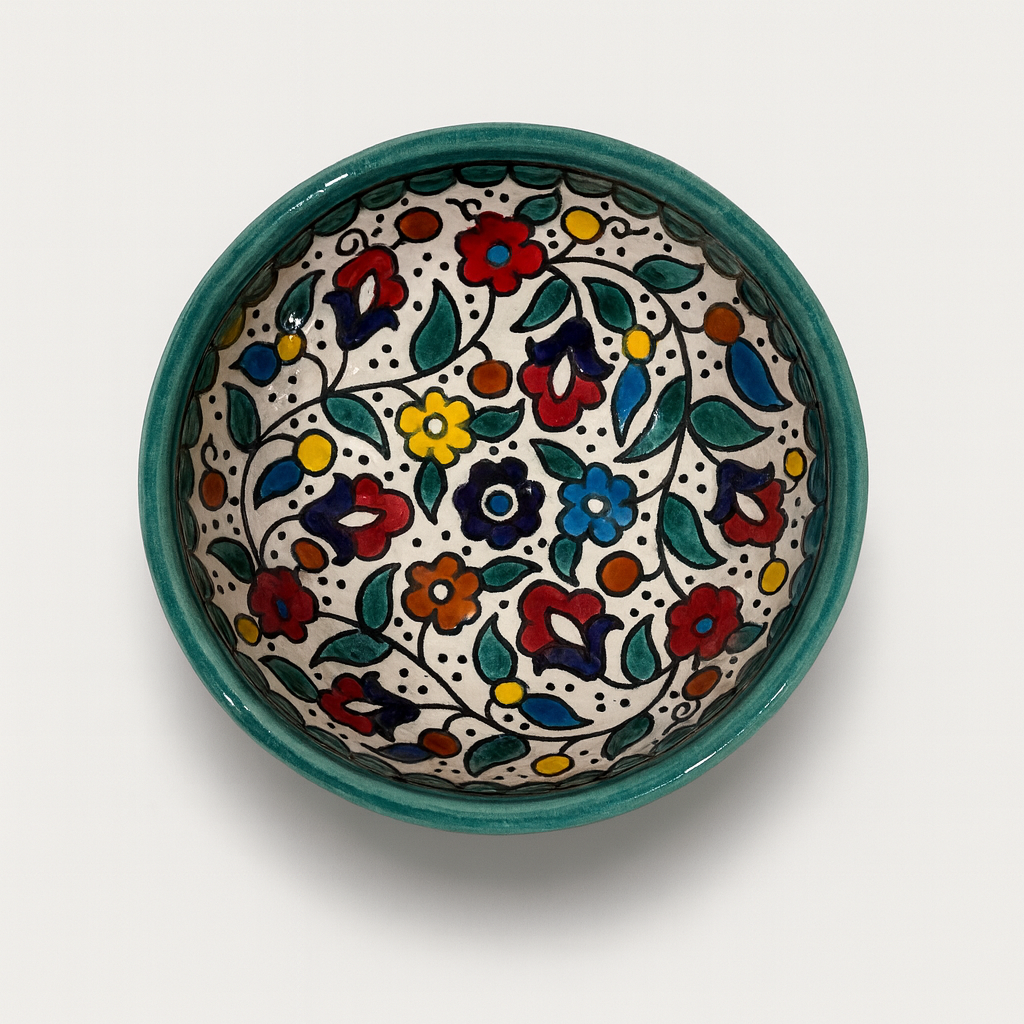 Small Floral Bowl (12 cm) - Turquoise