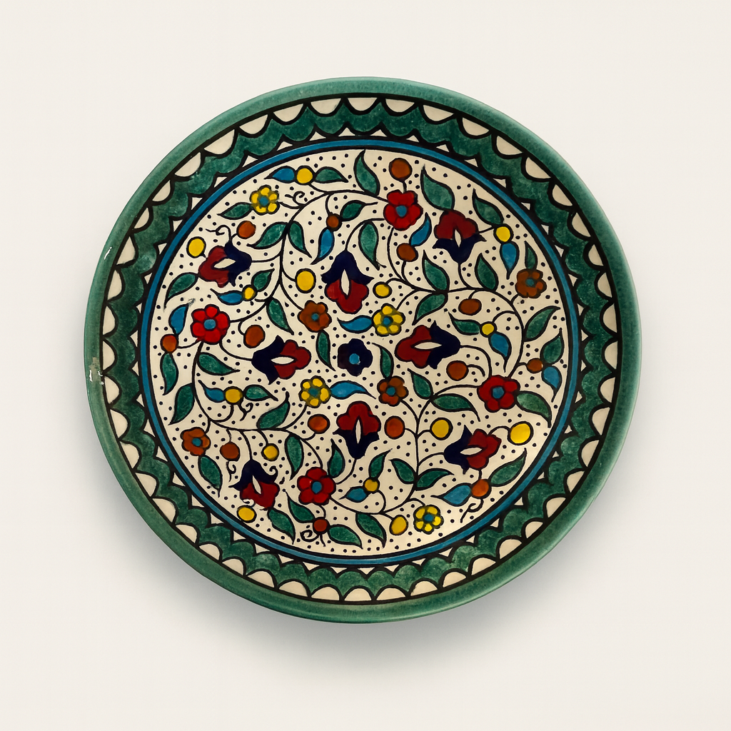 Large Floral Plate (26 cm) - Turquoise