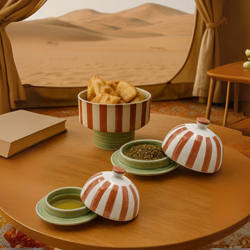 Striped Appetizer Collection (Set of 3) - Orange & Green