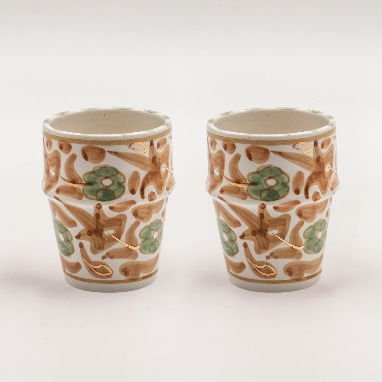 Medium Floral Cups (200 ml) (Set of 2) - Gold