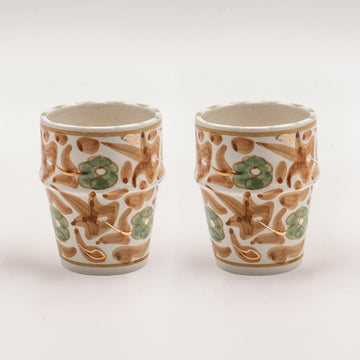Medium Floral Cups (200 ml) (Set of 2) - Gold