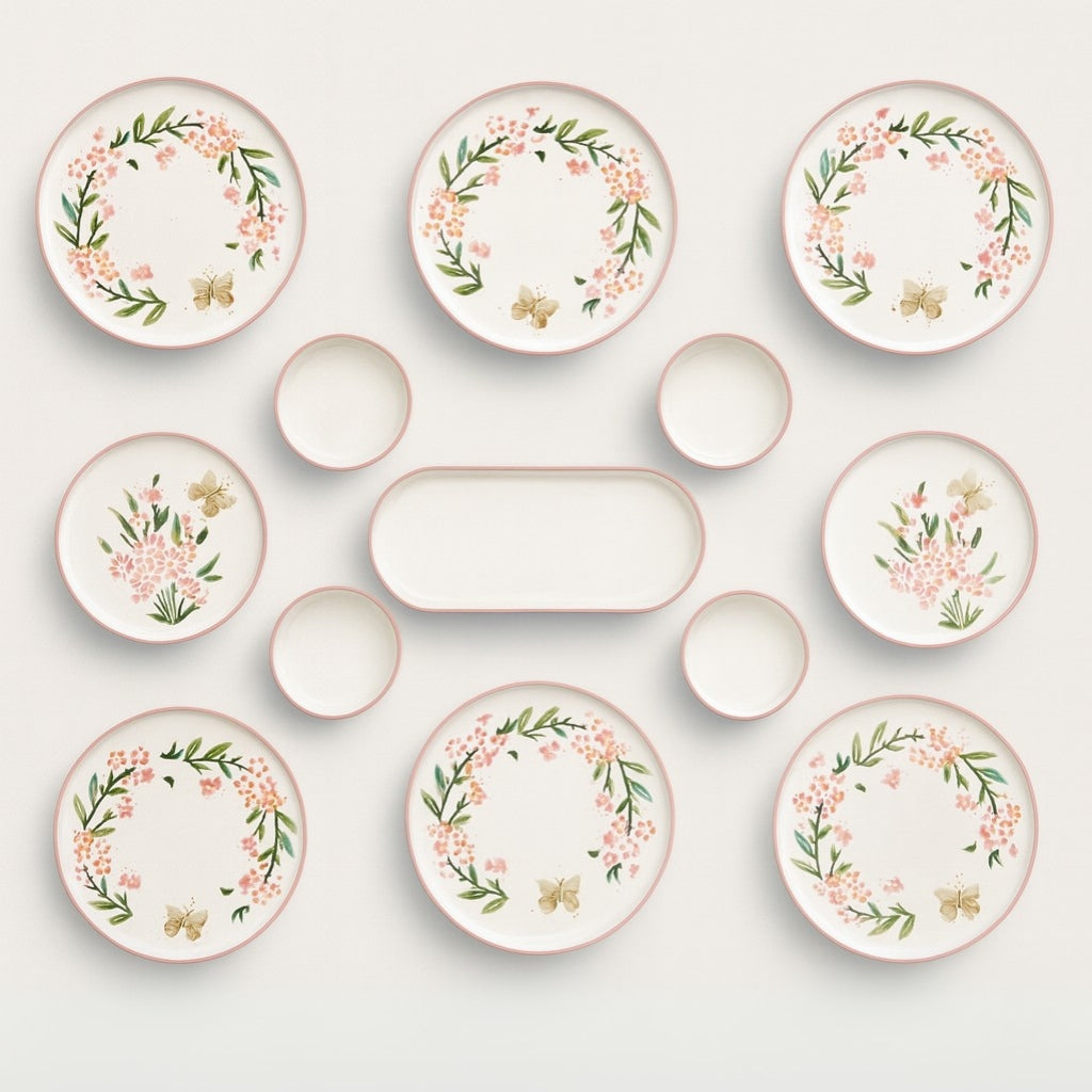 Floral Collection (Set of 13) - Pink & Green
