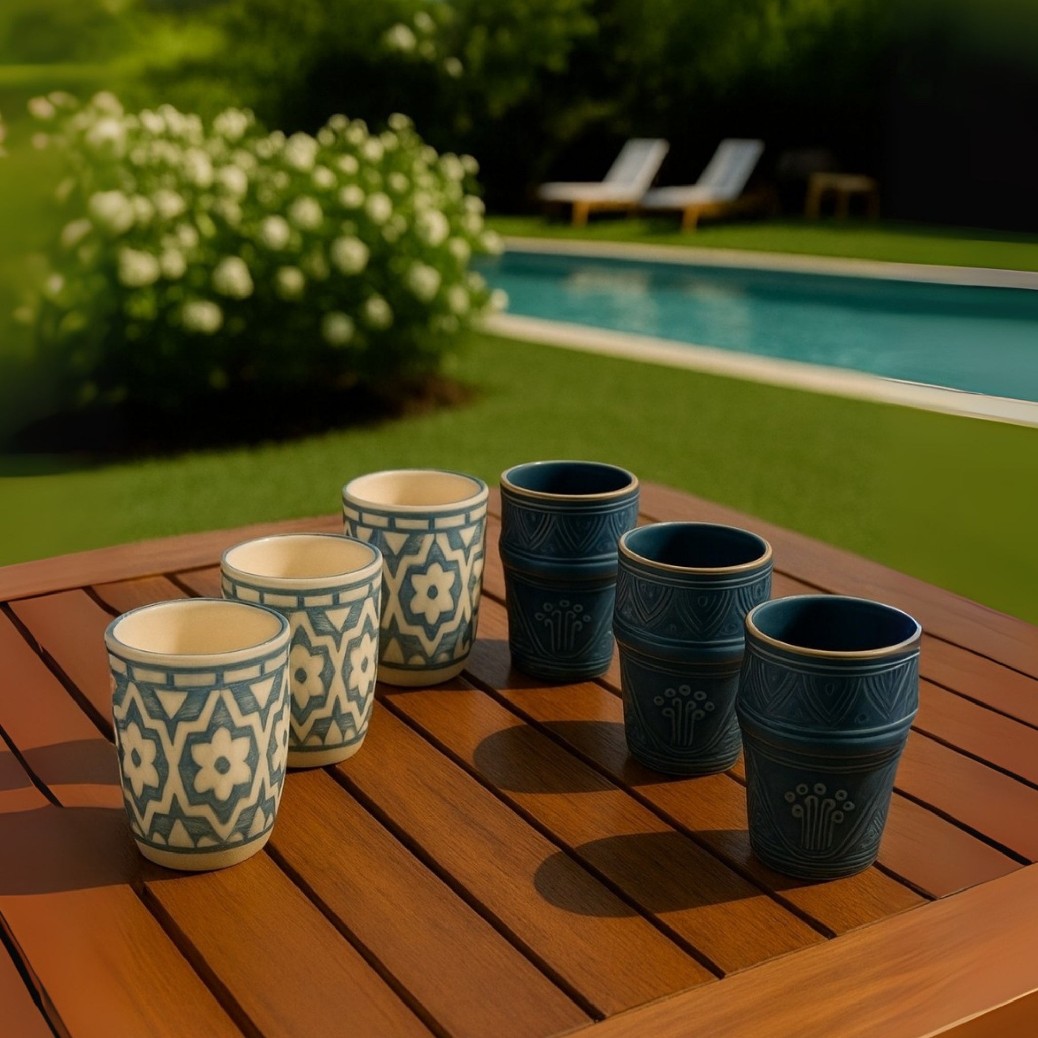 Stone Blue Cups (200 ml) (Set of 6)