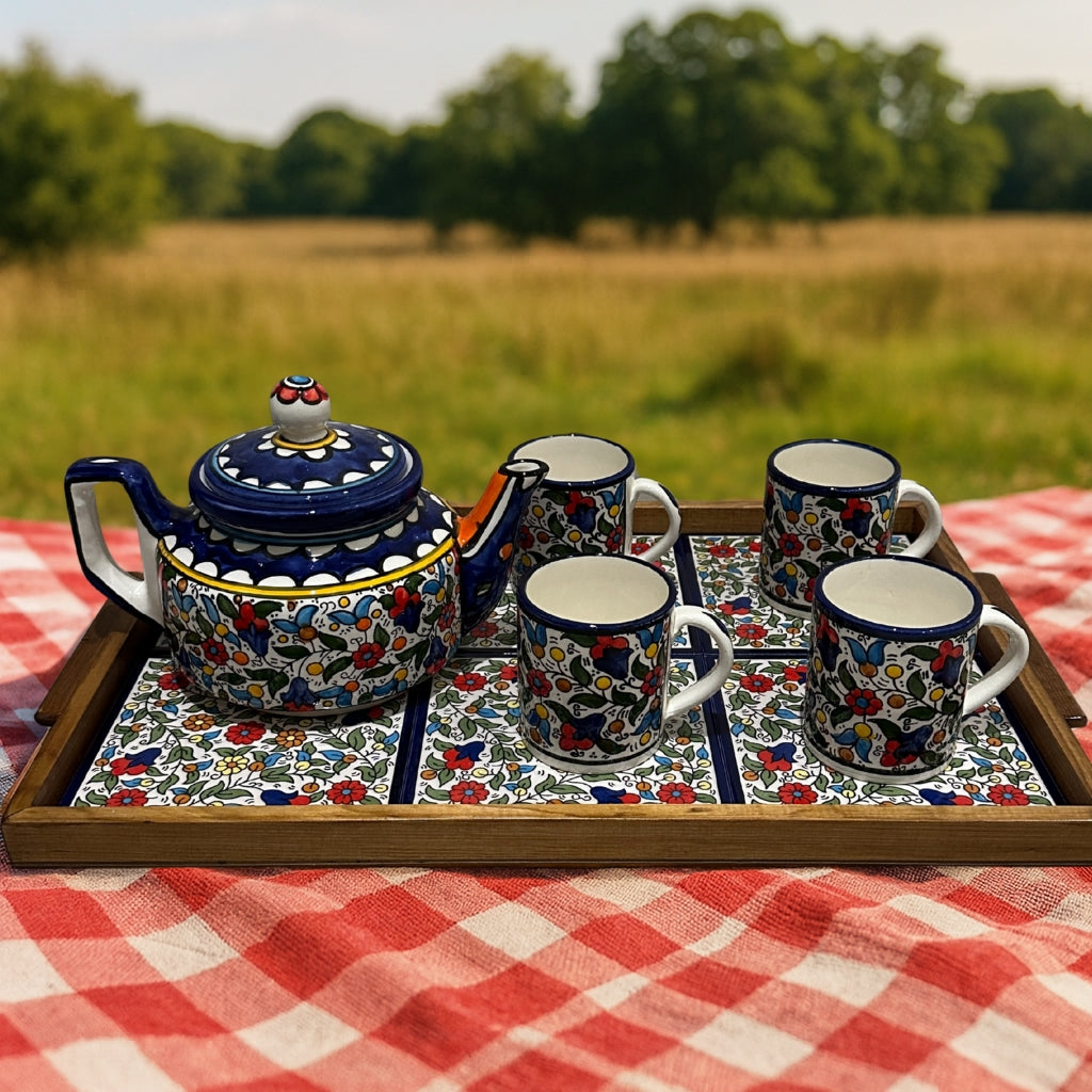 Handmade Teapot and Mugs Collection (Set of 6)