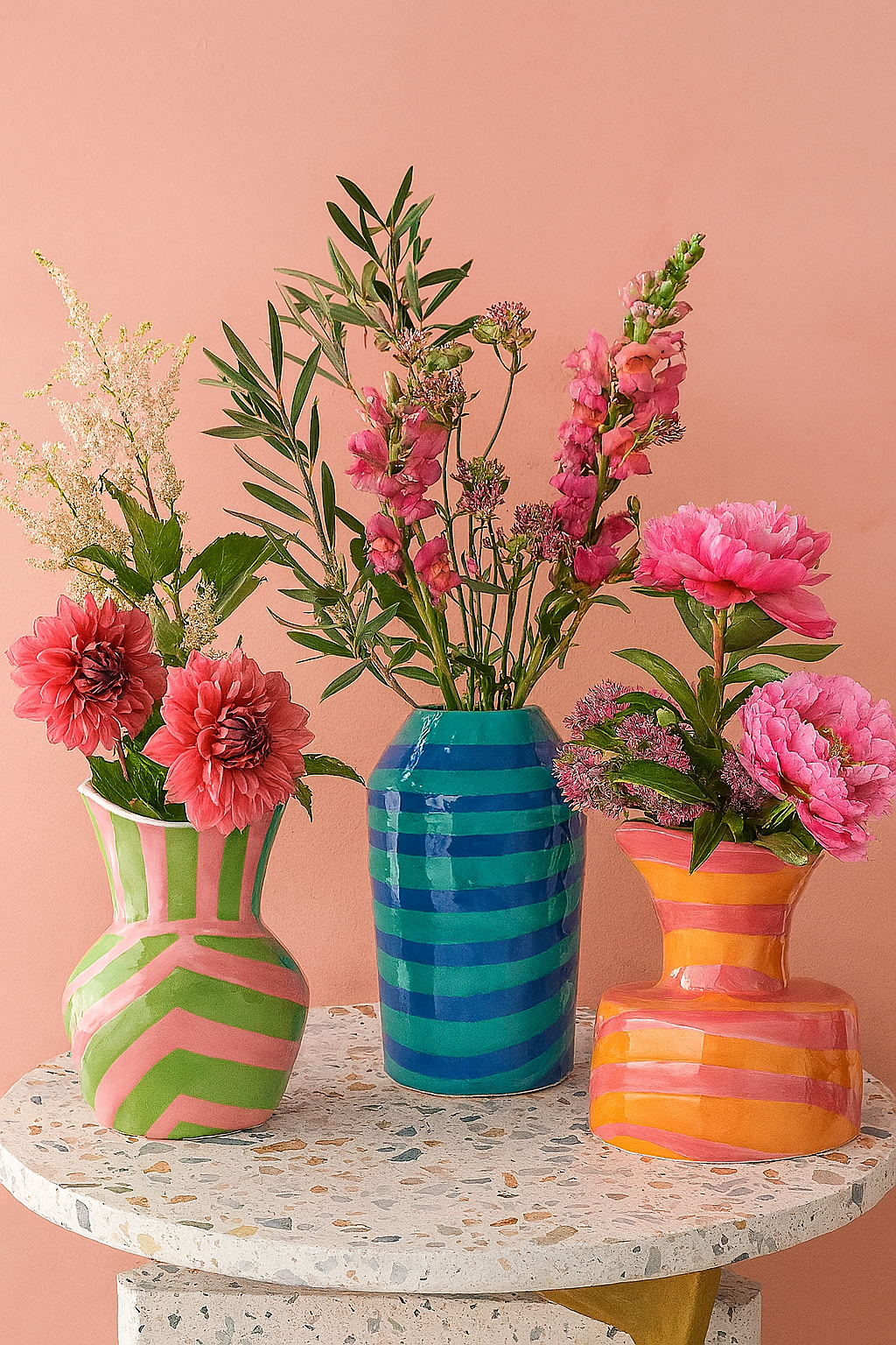 Striped Vase - Mint Green