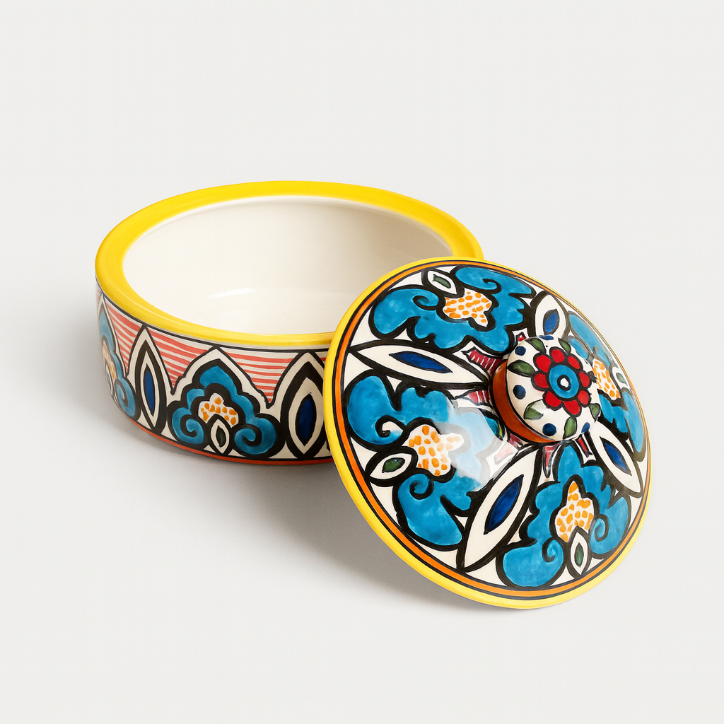 Large Serving Bowl with Lid - Yellow