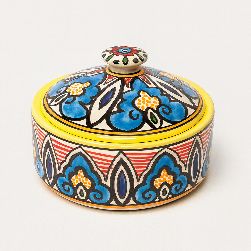 Large Serving Bowl with Lid - Yellow