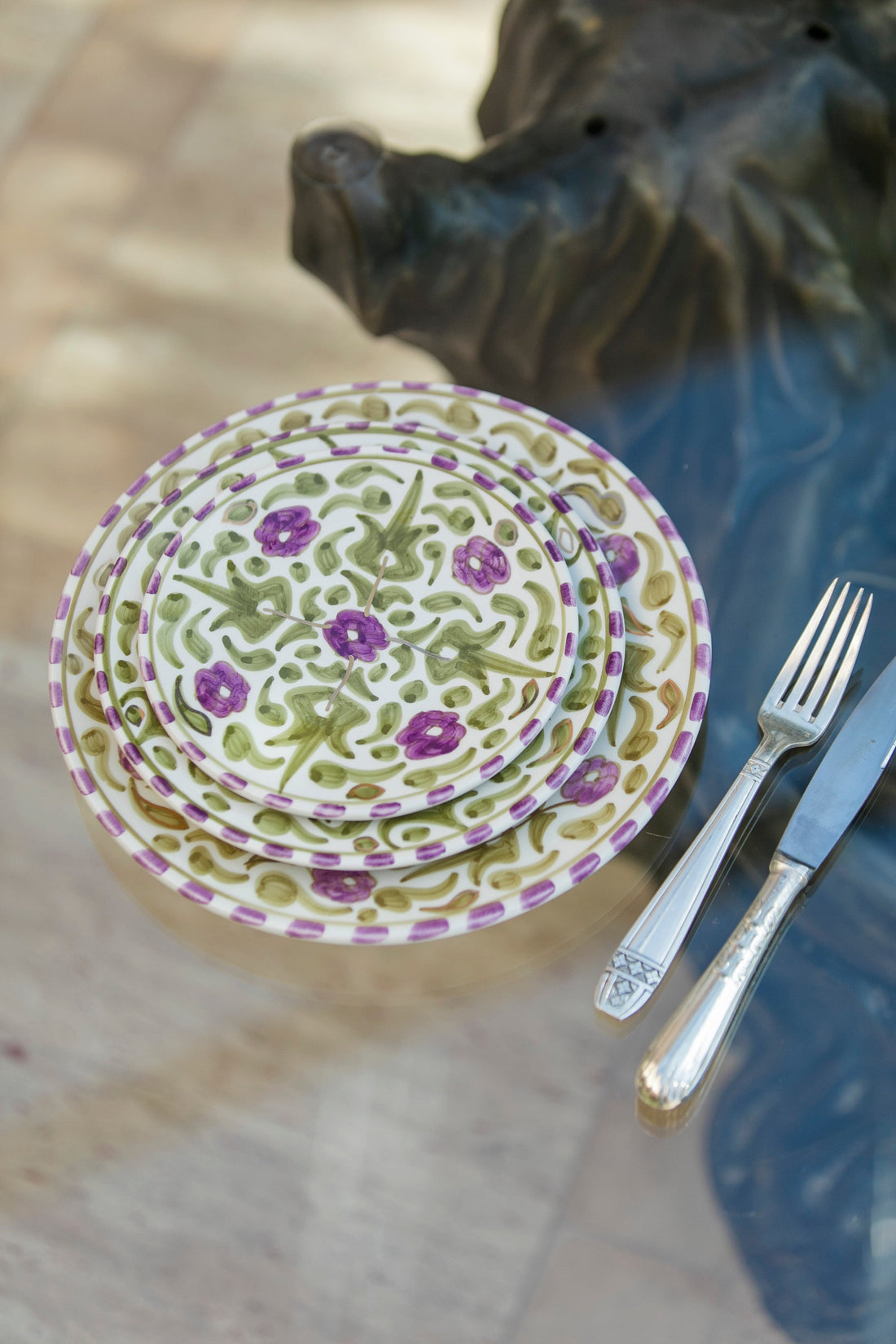 Medium Floral Plate (20 cm) - Mint Green